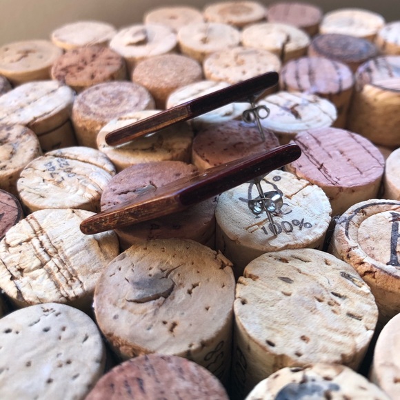 πΌ{ vintage }boho hippie geometric wooden earrings - Picture 3 of 4